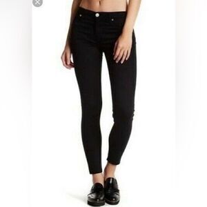 PAIGE Dylan Straight Undone Jeans Frayed cuffs Ankle Skinny Faded Black Denim 25